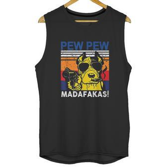 Dog Pew Pew Madafakas Vintage Crazy Pit Bull Unisex Tank Top | Favorety