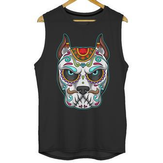 Dog Sugar Skull Funny Day Of The Dead Matching Group Unisex Tank Top | Favorety