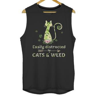 Easily Distracted By Cats And Weed Unisex Tank Top | Favorety