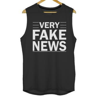 Very Fake News Funny Political Unisex Tank Top | Favorety