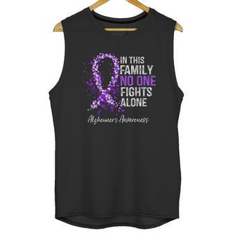 In This Family No One Fights Alone Alzheimer Ribbon Unisex Tank Top | Favorety AU