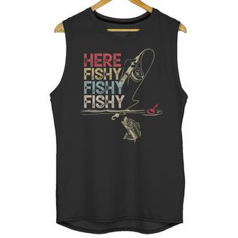 Here Fishy Fishy Fishy Fishing Gift Unisex Tank Top | Favorety CA