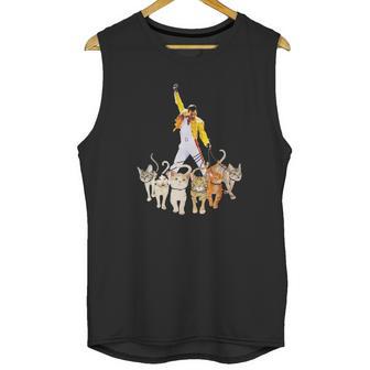 Freddie Mercury With Yellow Jacket And Cats Unisex Tank Top | Favorety UK