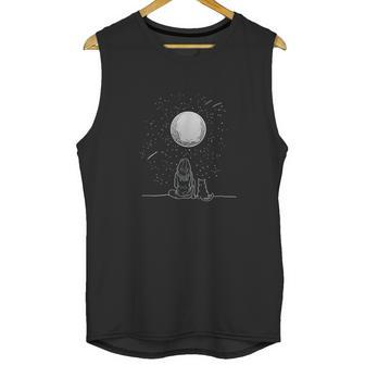 Full Moon Cat Stargazing Cool Lunar Sphere Stargazer Gift Unisex Tank Top | Favorety UK