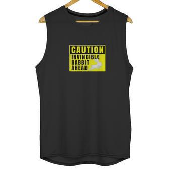 Funny Novelty Caution Sign Invincible Rabbit Ahead Unisex Tank Top | Favorety AU