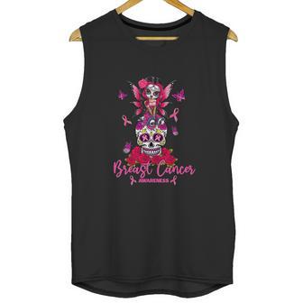 Funny Ribbon Like A Girl Sugar Skull Fight Breast Cancer Awareness Graphic Design Printed Casual Daily Basic Unisex Tank Top | Favorety DE