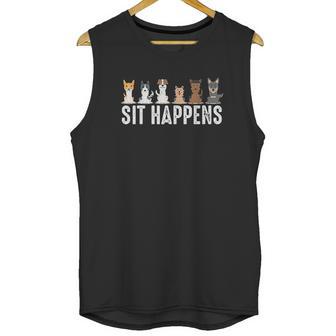 Funny Sit Happens Cool Sitting Dogs Pet Owner Trainer Gift Unisex Tank Top | Favorety DE