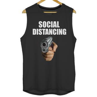 Funny Social Distancing Gun Unisex Tank Top | Favorety