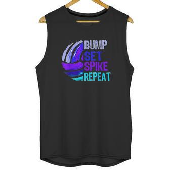 Girls Volleyball Bump Set Spike Repeat Blue Purple Teen Gift Unisex Tank Top | Favorety UK