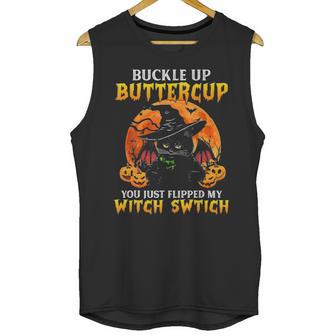 Halloween Cat Buckle Up Buttercup You Just Flipped Unisex Tank Top | Favorety DE