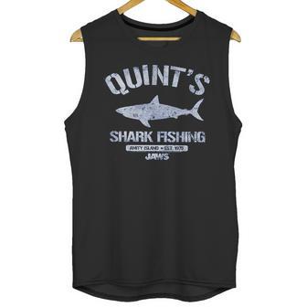 Jaws Distressed Quints Shark Fishing Royal Heather Unisex Tank Top | Favorety