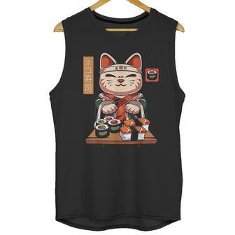 Kawaii Maneki Neko Sushi Bar Cute Sashimi Maki Roll Cat Unisex Tank Top | Favorety CA