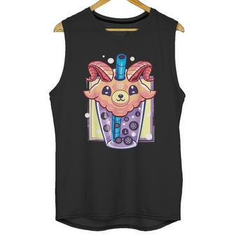 Kawaii Pastel Goth Creepy Baphomet Boba Bubble Tea Vaporwave Unisex Tank Top | Favorety