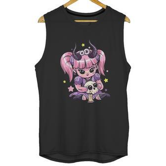 Kawaii Pastel Goth Cute Creepy Girl Skull Demon Evil Girl Unisex Tank Top | Favorety DE