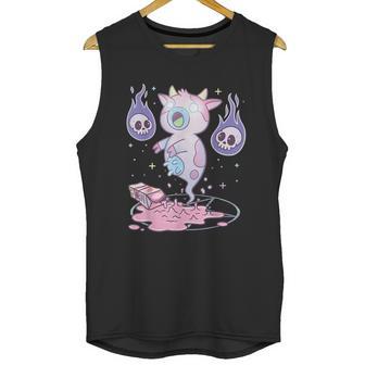 Kawaii Pastel Goth Cute Creepy Strawberry Milk Ghost Cow Graphic Design Printed Casual Daily Basic Unisex Tank Top | Favorety DE