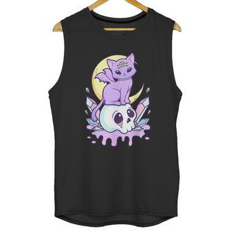 Kawaii Pastel Goth Cute Creepy Witchy Cat And Skull V5 Unisex Tank Top | Favorety