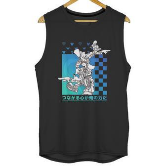 Kingdom Hearts Sora Donald Goofy Kanji Checkerboard Unisex Tank Top | Favorety DE