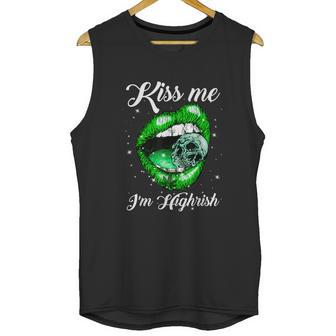 Kiss Me Im Highrish Cannabis Lips Weed Love Lips Cannabis Graphic Design Printed Casual Daily Basic Unisex Tank Top | Favorety DE