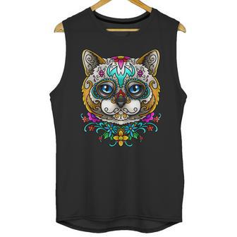 Kitty Cat Sugar Skull Day Of The Dead Dia De Muertos Unisex Tank Top | Favorety AU