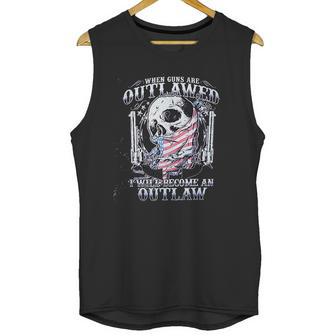 Leather Supreme Patriotic Outlawed Skull Denim Cutoff Biker Unisex Tank Top | Favorety CA