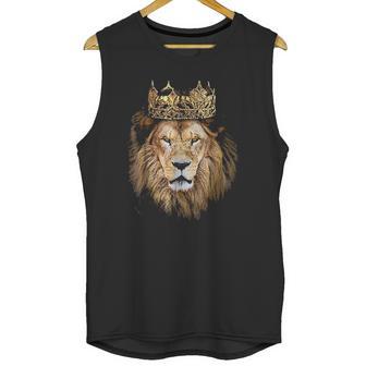 Lion Head Golden Crown Art Canvas King Unisex Tank Top | Favorety UK