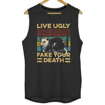 Live Ugly Fake Your Death Funny Vintage Opossum Unisex Tank Top | Favorety DE