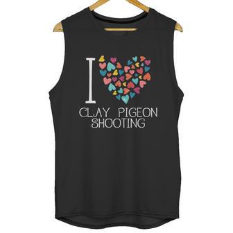 I Love Clay Pigeon Shooting Colorful Hearts Unisex Tank Top | Favorety