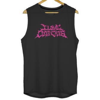 I Love Cute Cats Funny Death Metal Logo Style Unisex Tank Top | Favorety AU