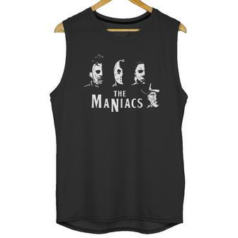 The Maniacs Features Leatherface Michael Myers Jason Voorhees And Freddy Krueger Shirt Hoodie Sweater Longsleeve T-Shirt Unisex Tank Top | Favorety AU