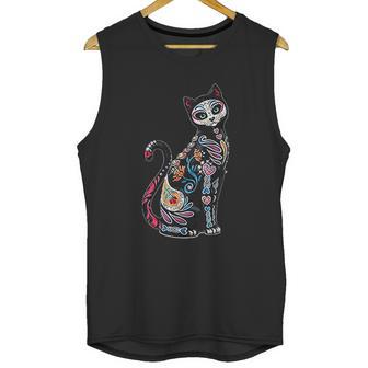 Mosaic Skull Day Of The Dead Cat Art Gift Unisex Tank Top | Favorety CA