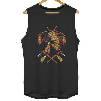 Native American War Bonnet Bow Arrows Feathers And Tomahawk Unisex Tank Top | Favorety UK