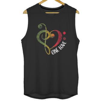 One Love Treble Bass Clef Heart Reggae Musician Unisex Tank Top | Favorety