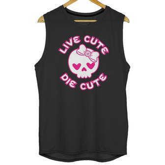 Pastel Goth Live Cute Die Cute Skull Bow And Heart Shape Unisex Tank Top | Favorety DE