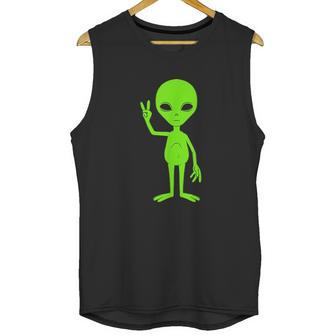 We Come In Peach Sign Hippie Green Alien Ufo Martian Unisex Tank Top | Favorety CA