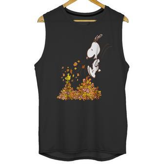 Peanuts Snoopy Jumping Into Leaf Autumn Shirt Unisex Tank Top | Favorety DE