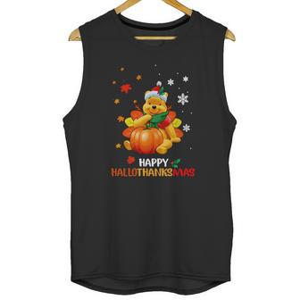 Pooh Bear Happy Hallothanksmas Unisex Tank Top | Favorety DE