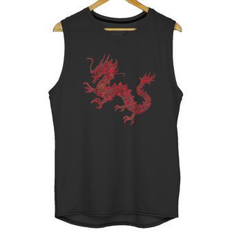 Red Chinese Firedrake Dragon Print Art Wear Unisex Tank Top | Favorety