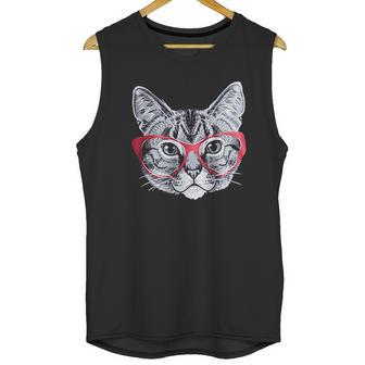 Red Glasses Cat Funny Belcher Kitty Cute Humor Fun Unisex Tank Top | Favorety CA