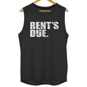 Rents Due Work Hard Bodybuilder Weightlifting Distressed Graphic Design Printed Casual Daily Basic Unisex Tank Top | Favorety AU