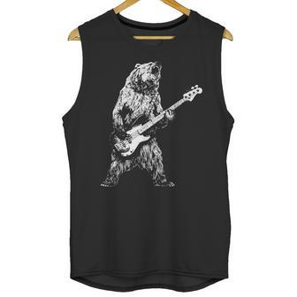 Retro Bear Playing Bass Guitar Bear Guitarist Music Lovers Unisex Tank Top | Favorety AU