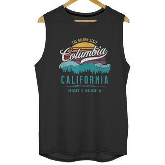 Retro Columbia California Mountains Sun Grunge Art Souvenir Unisex Tank Top | Favorety CA