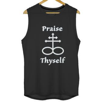 Satanic Cross | Praise Thyself Quote Atheist Unisex Tank Top | Favorety UK