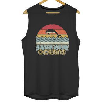 Save Our Oceans Dolphin Retro Style Climate Change Unisex Tank Top | Favorety DE