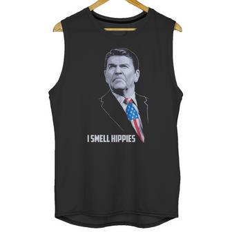 I Smell Hippies Funny Ronald Reagan Conservative Merica Usa Unisex Tank Top | Favorety CA