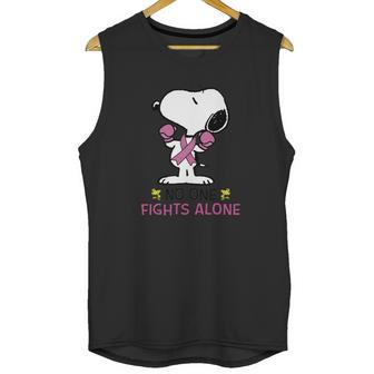 Snoopy No One Fights Alone Breast Cancer Awareness Shirt Unisex Tank Top | Favorety