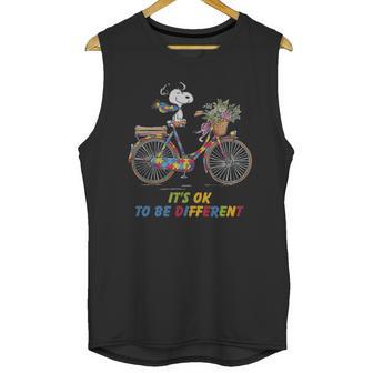 Snoopy Riding Bike It’S Ok To Be Different Autism Shirt Unisex Tank Top | Favorety AU