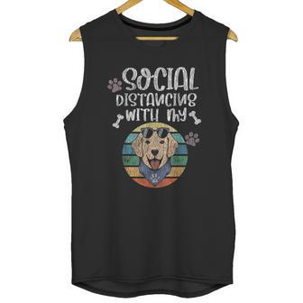 Social Distancing With My Dog Golden Retriever Unisex Tank Top | Favorety UK