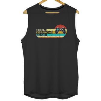 Social Distancing Expert Funny Gaming Vintage Video Gamer Unisex Tank Top | Favorety UK