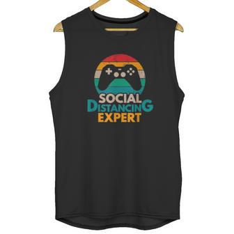 Social Distancing Expert Gaming Vintage Video Gamer Gift Unisex Tank Top | Favorety CA