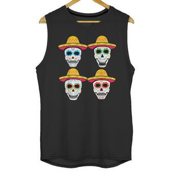 Sugar Skull Sombrero Dia De Los Muertos Mexican Day Of Dead Unisex Tank Top | Favorety